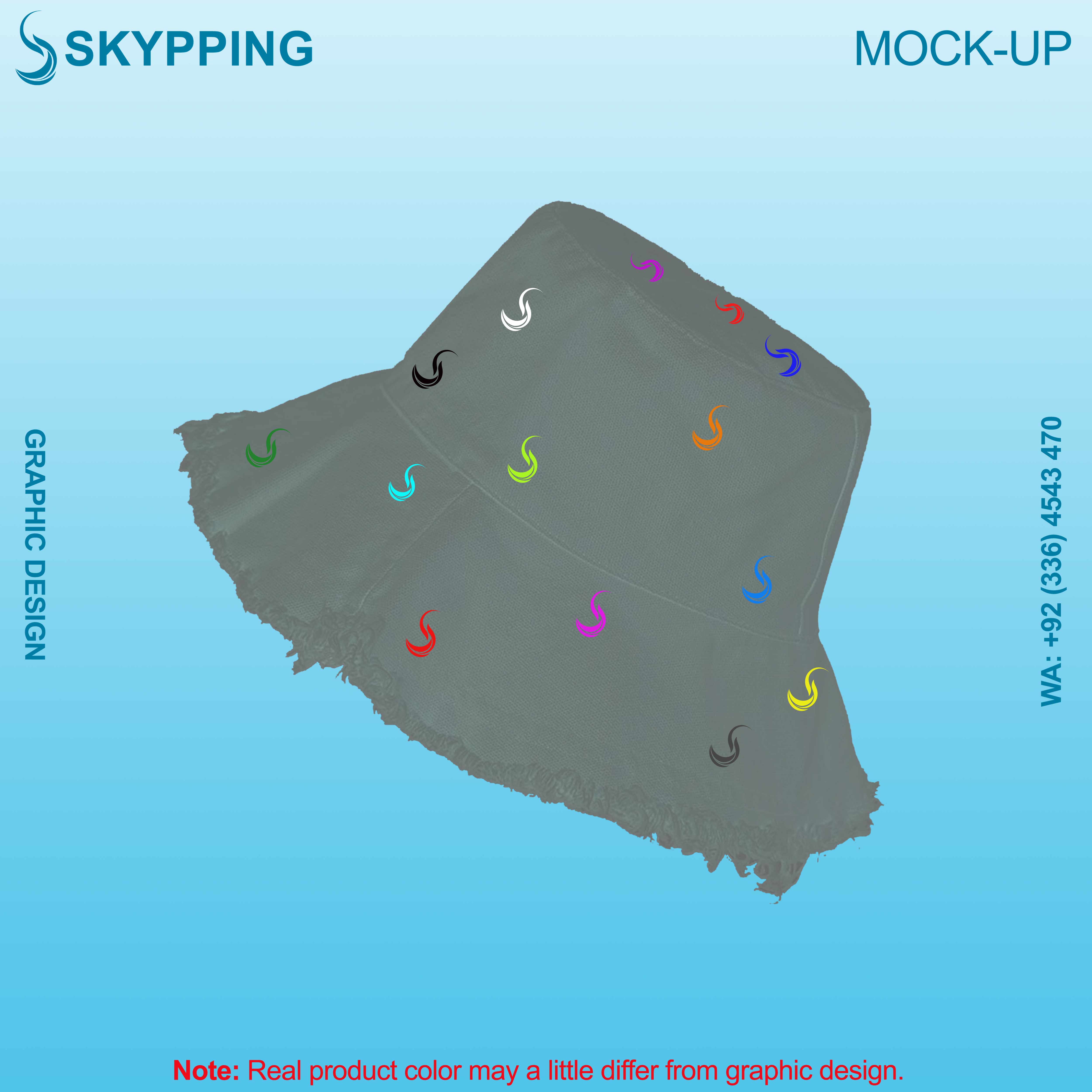 Rough Bucket Hat - Boonie Hat with multiple colored logo in embroidery with denim fabric